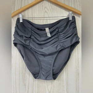 Raisin's Curve Costa Ruched Black Plus Size Tummy-Control Bikini Bottom 16W NWOT